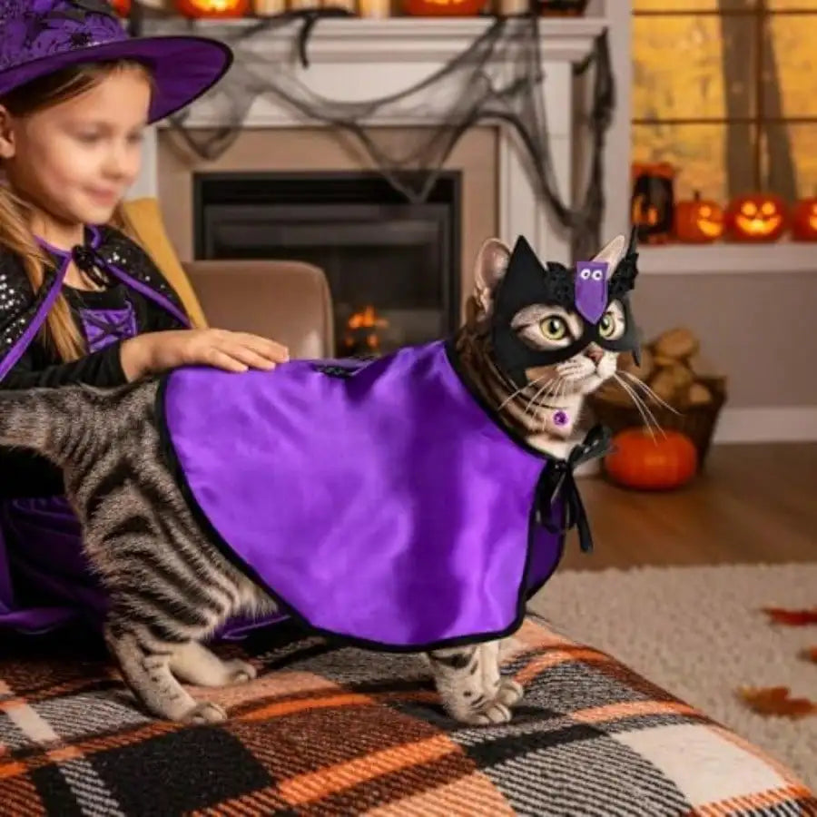 Vampire Halloween Cape And Bat Mask For Dogs And Cats