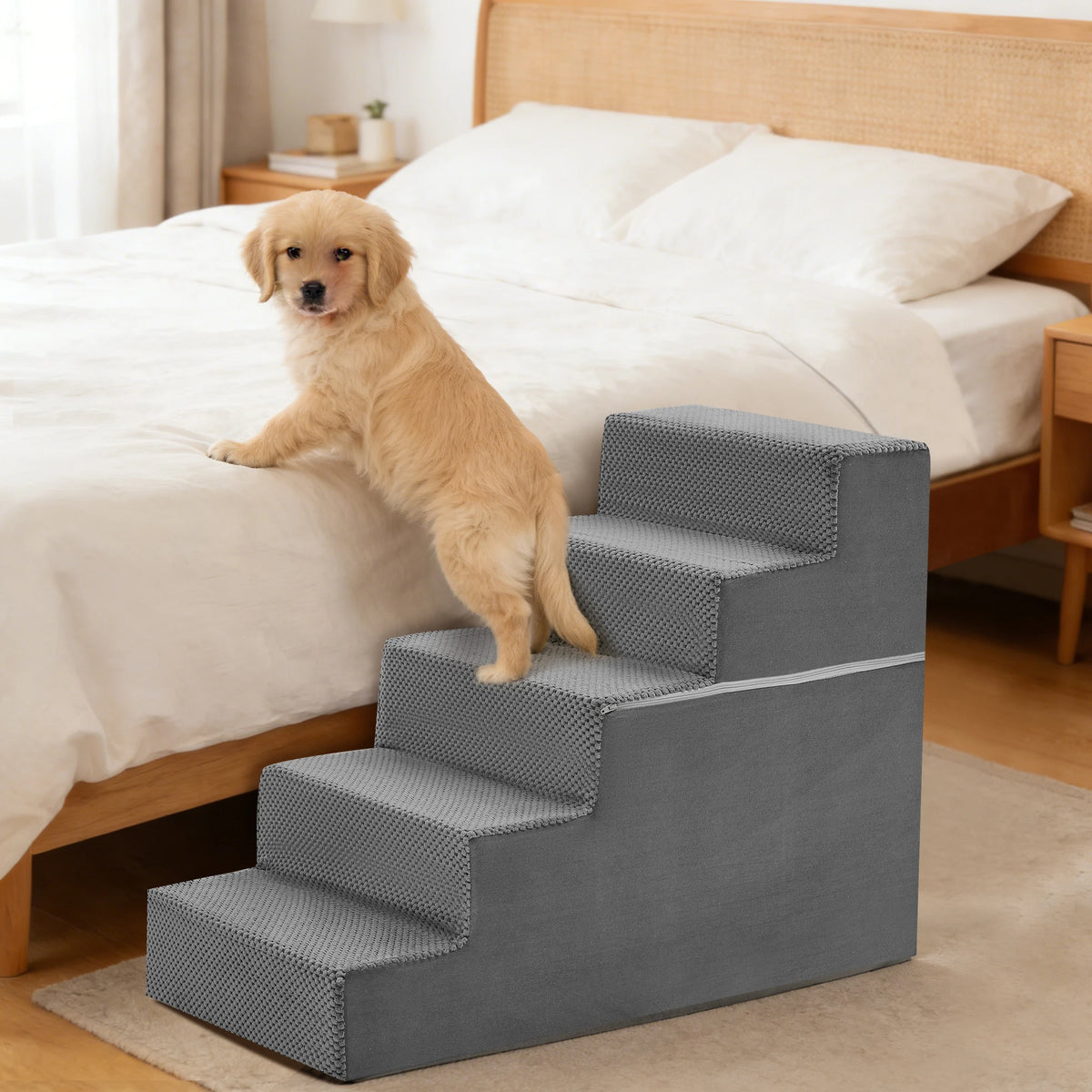 Ergonomic Foam Pet Stairs and Curved Ramp for Canines