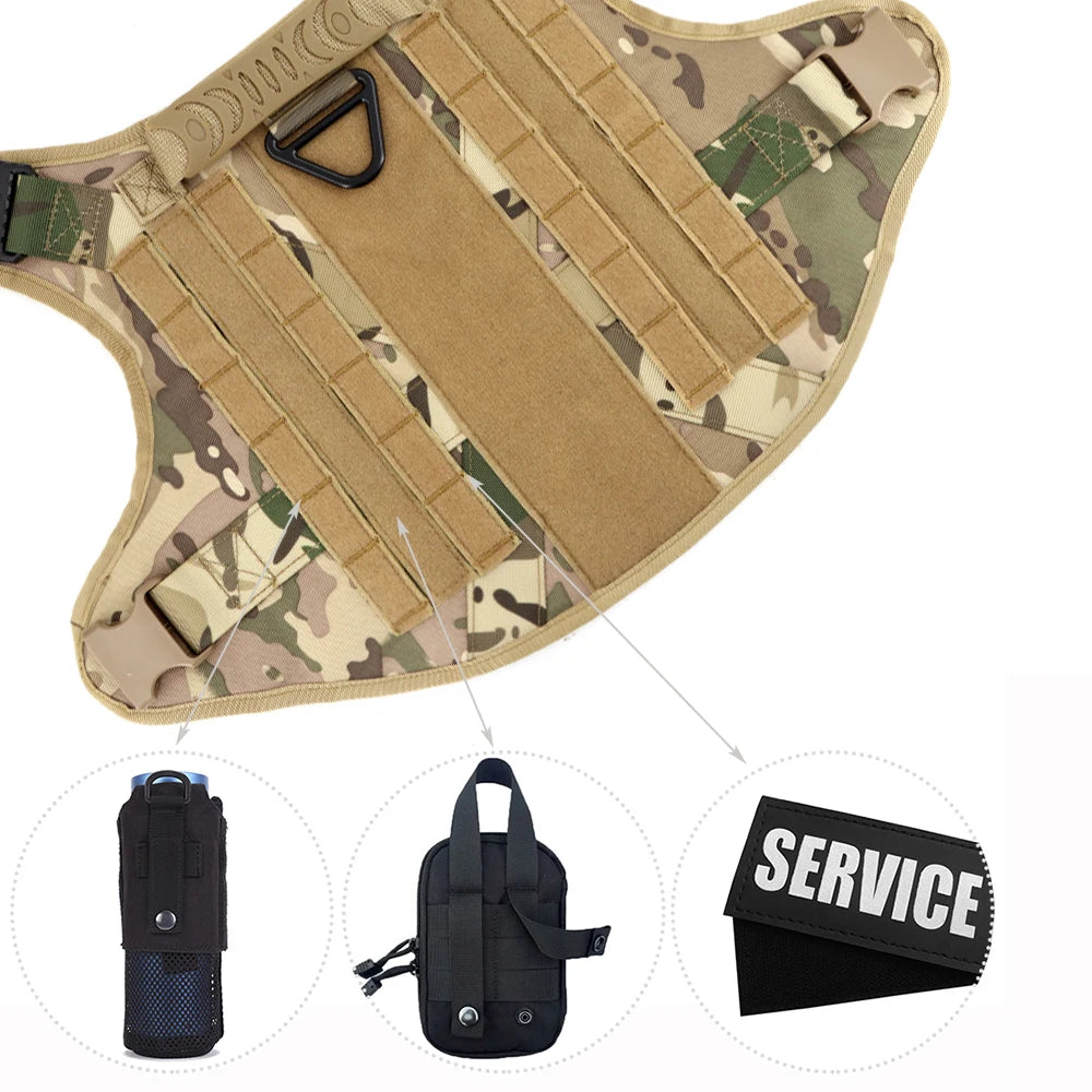 Petravel Padded Military Dog Harness Leash Set With Handle