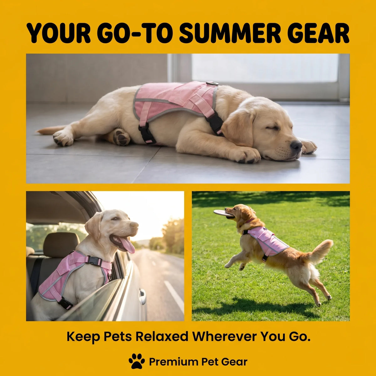 Dog Cooling Vest Harness With Freezable Packs For Outdoor Walking
