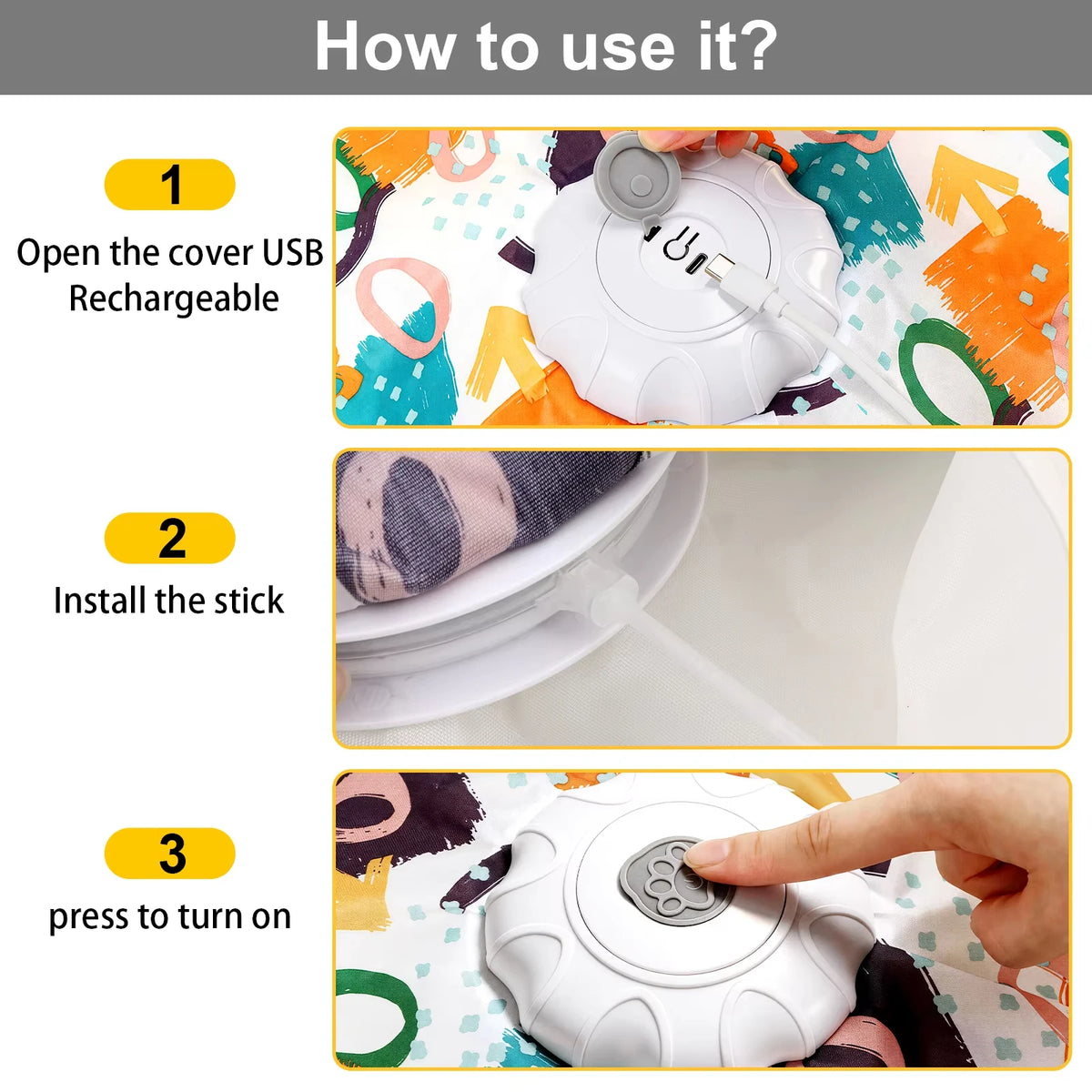 Petavel Automatic Interactive Moving Feather Cat Toy