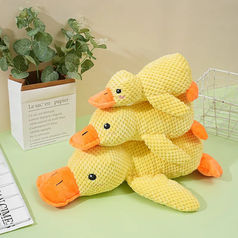 Plush Sleeping Duck Dog Toy for Chewing and Comfort