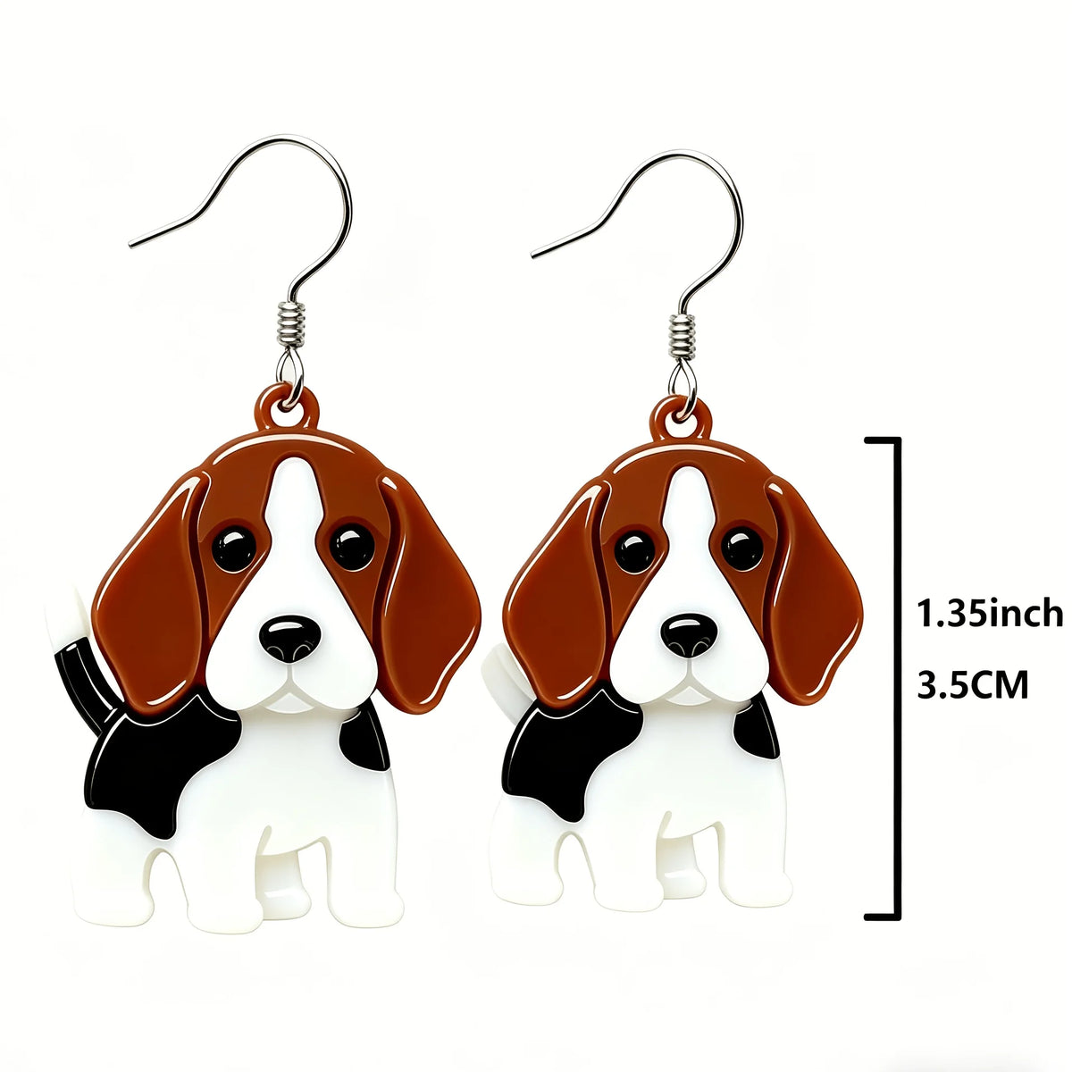 Acrylic Beagle Dog Dangle Earrings With Stainless Steel Hooks