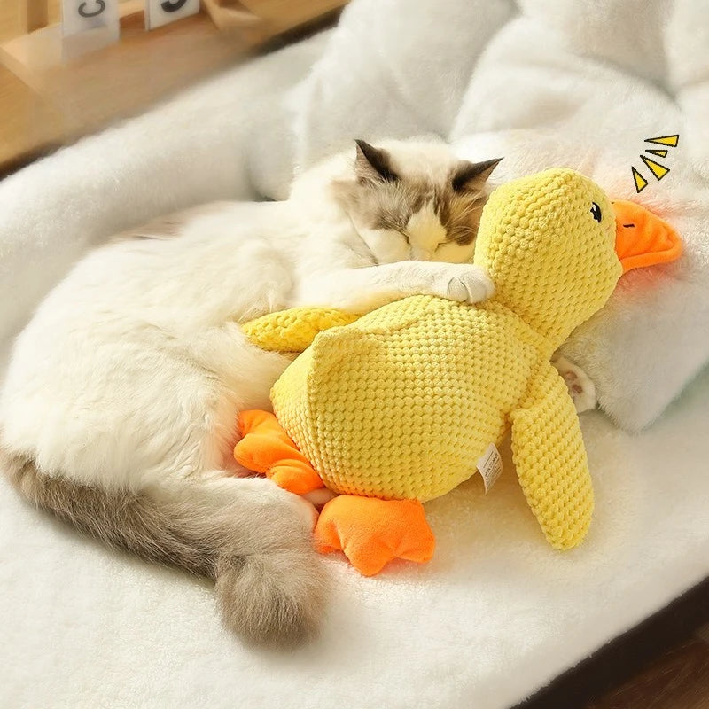 Plush Sleeping Duck Dog Toy for Chewing and Comfort