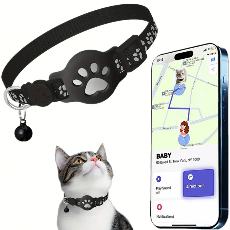 Reflective AirTag Cat Collar Featuring Quick Release And Waterproof Safety