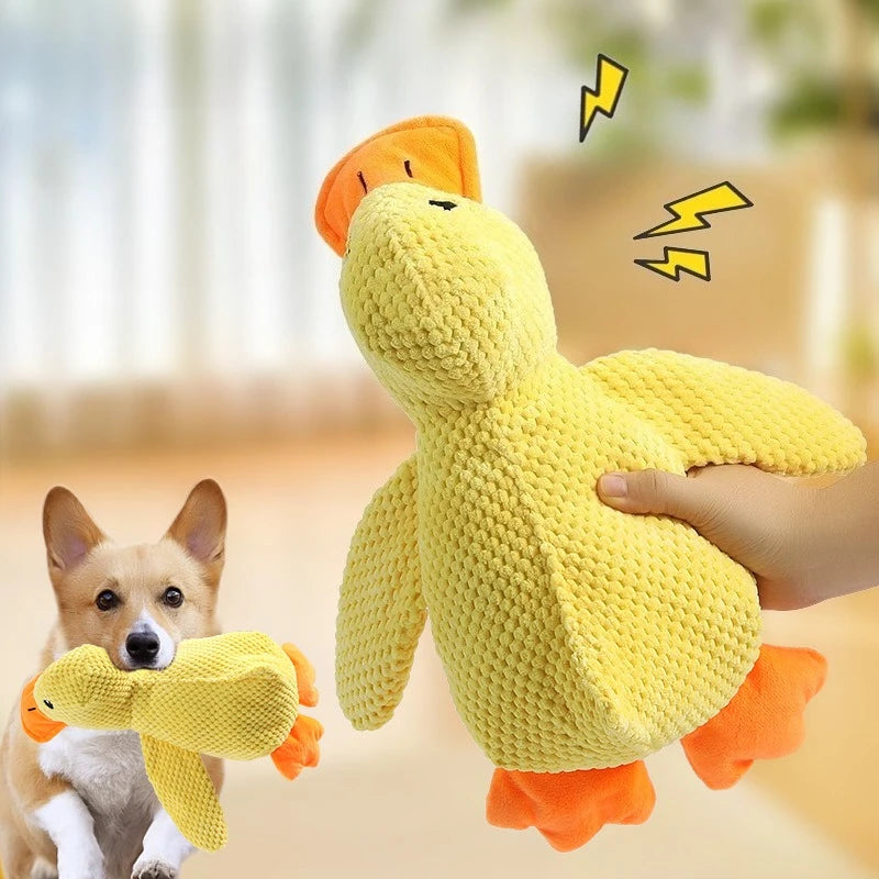 Plush Sleeping Duck Dog Toy for Chewing and Comfort