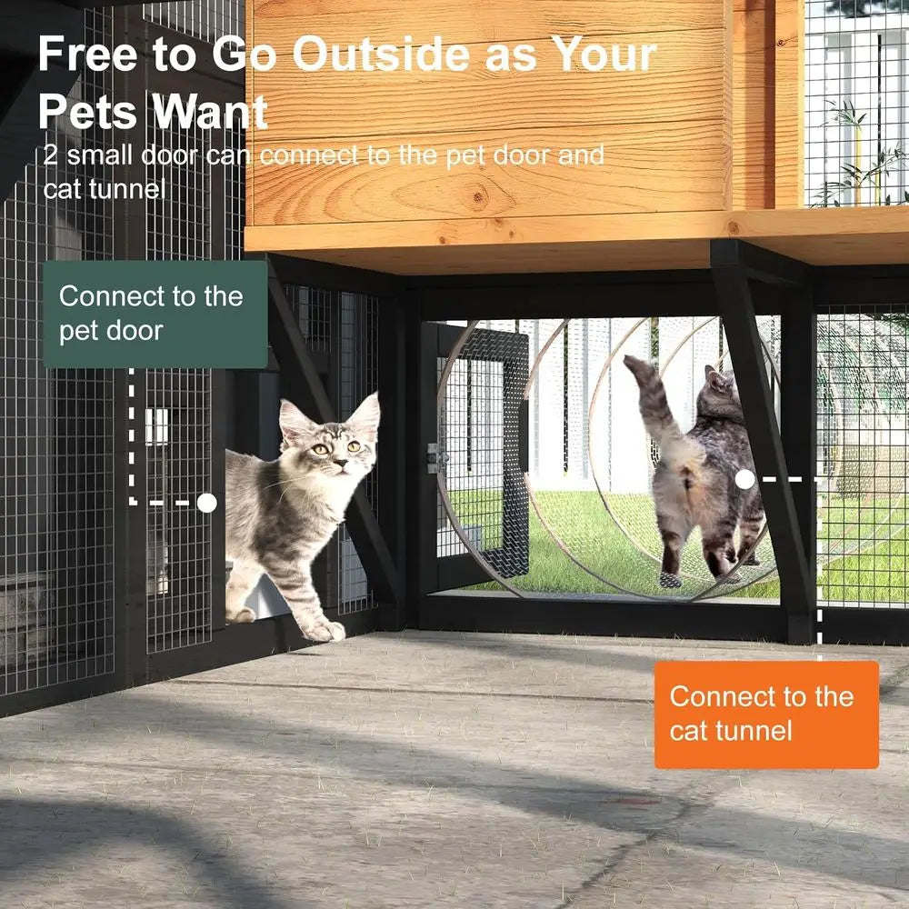 Spacious Walk In Cat Catio With Waterproof Weather Resistant Cover