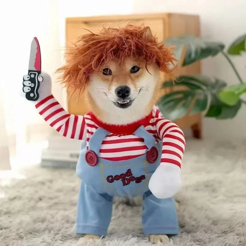 Halloween Chucky Doll Costume for Dogs and Cats Cosplay Outfit
