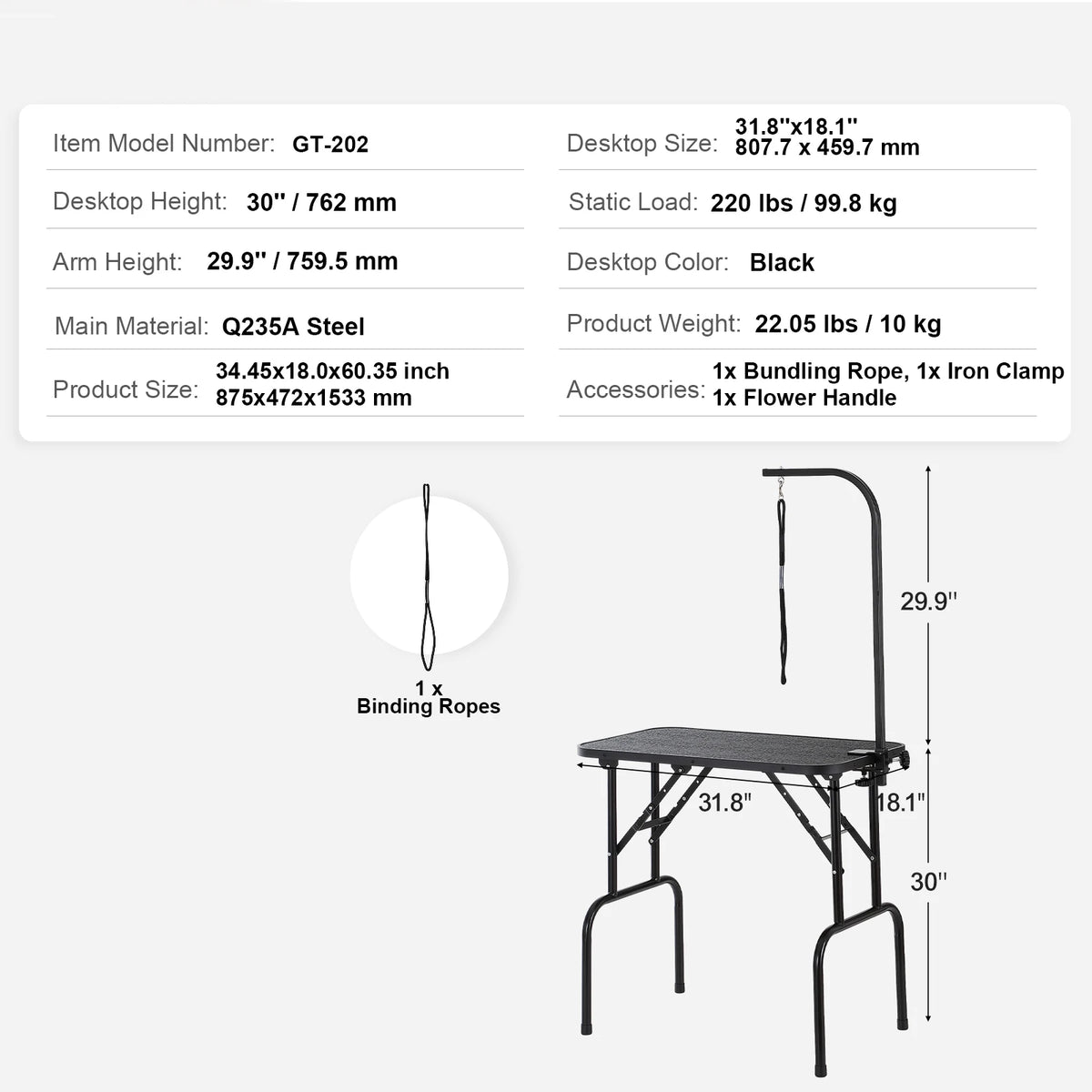 Portable Stainless Steel Pet Grooming Table With Twin Arms