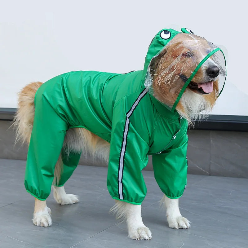 Waterproof Dog Raincoat With Reflective Hood And Lined Design