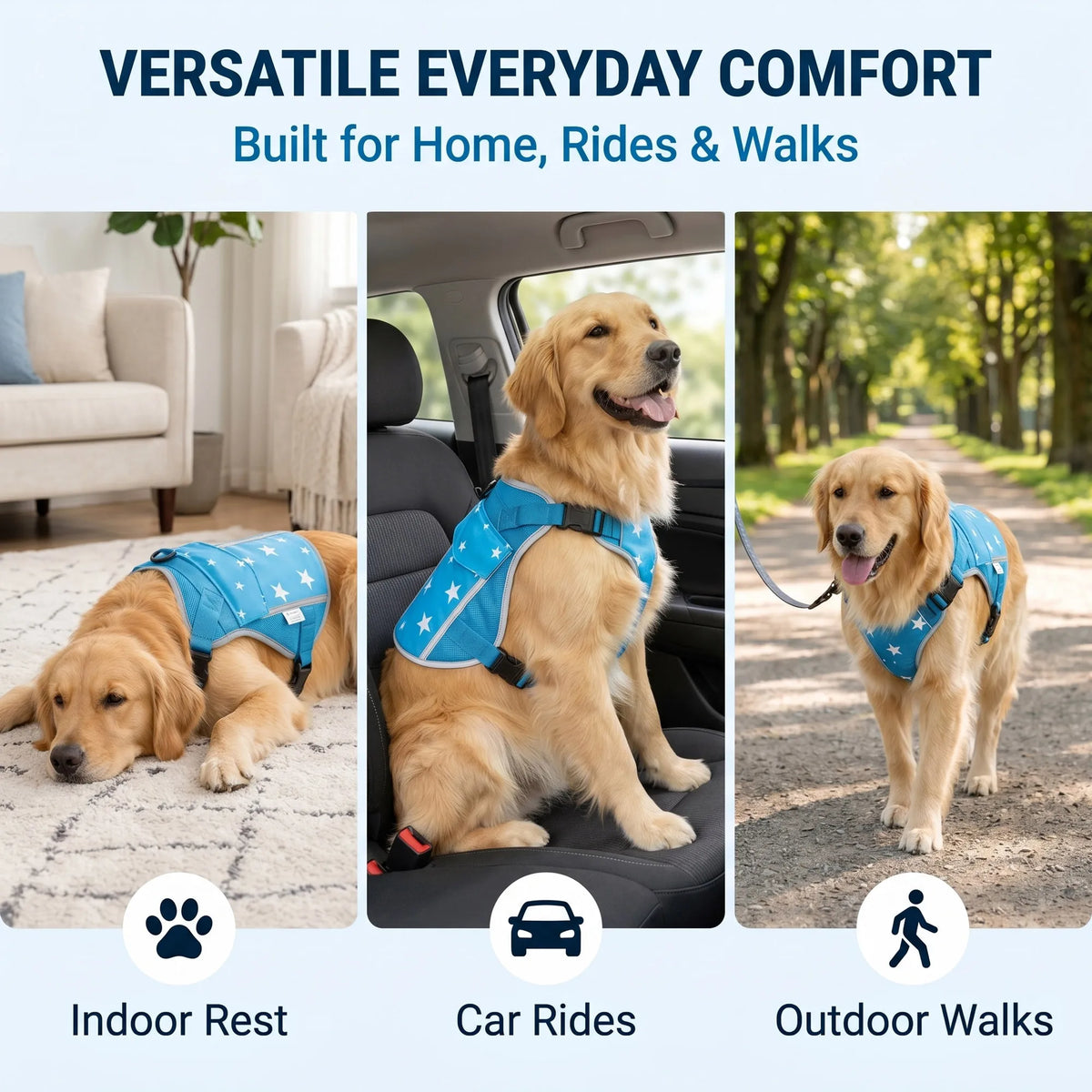 Dog Cooling Vest Harness With Freezable Packs For Outdoor Walking
