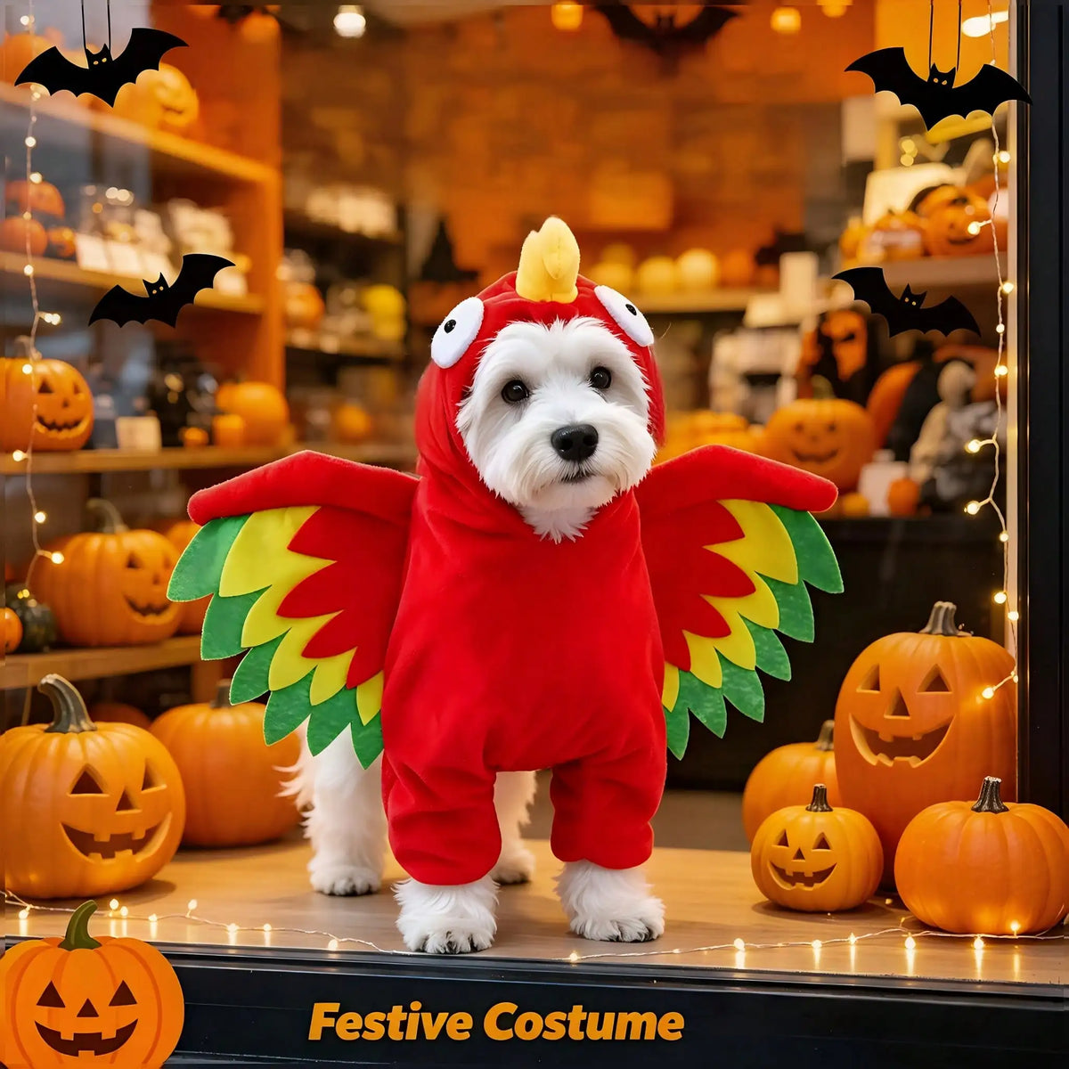 Halloween Pet Turkey Costume With Colorful 3D Wings For Dogs