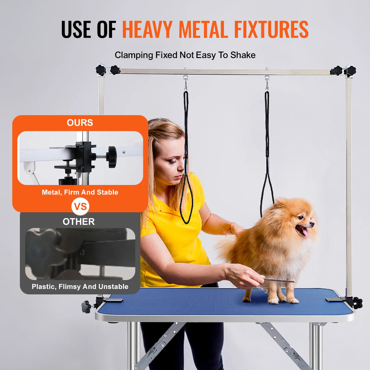Portable Stainless Steel Pet Grooming Table With Twin Arms