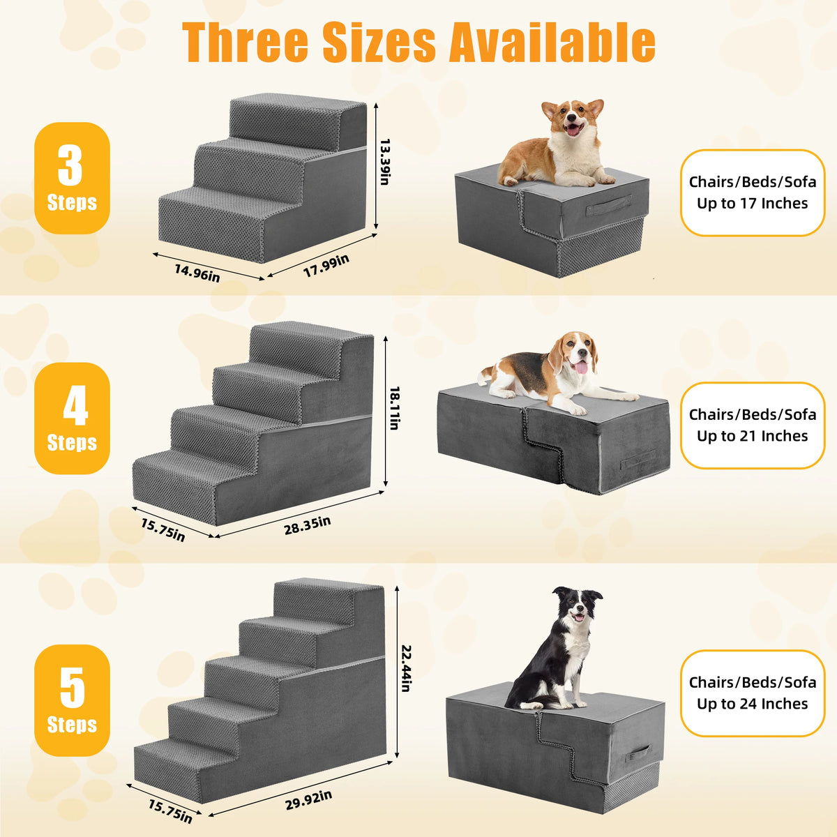 Ergonomic Foam Pet Stairs and Curved Ramp for Canines