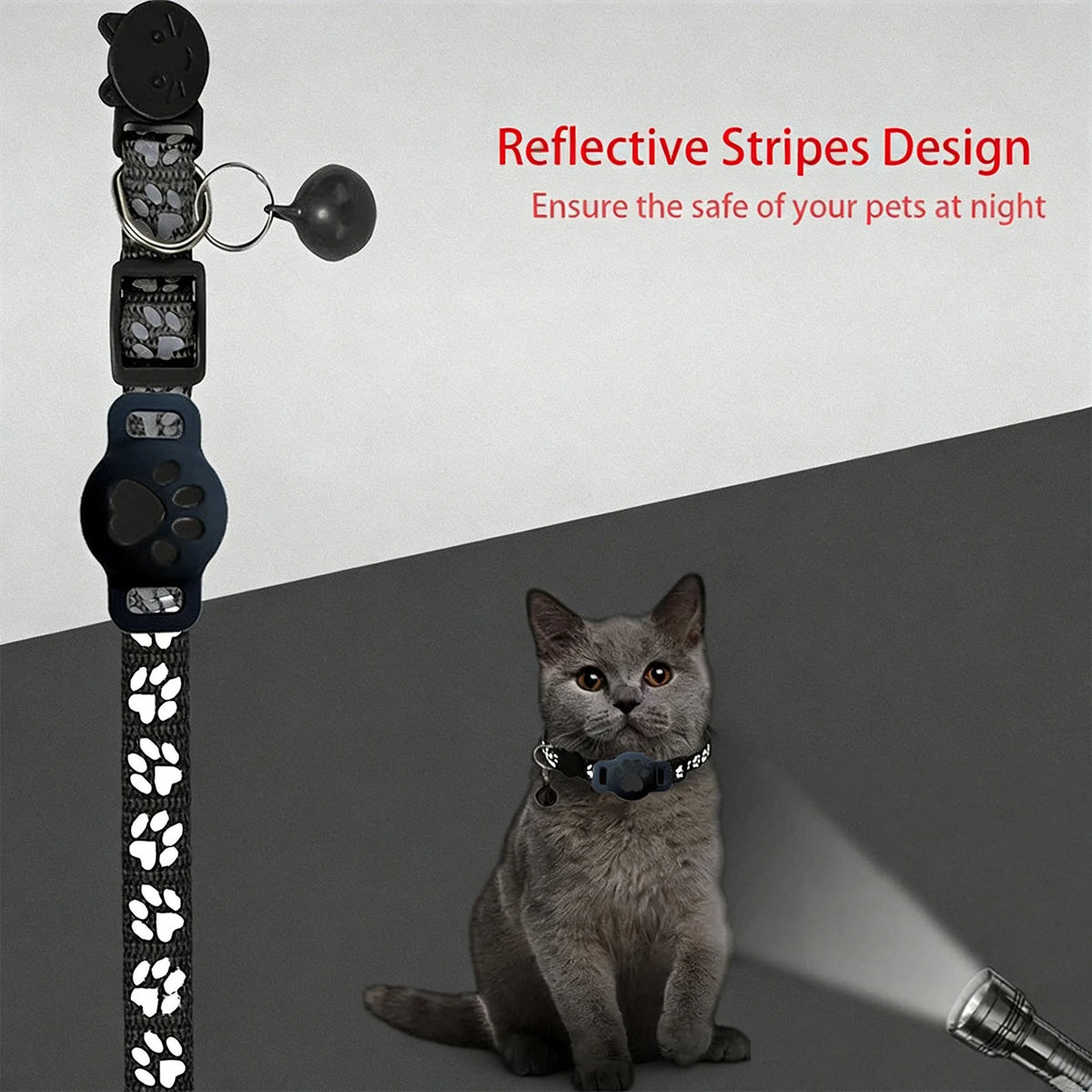 Reflective AirTag Cat Collar Featuring Quick Release And Waterproof Safety