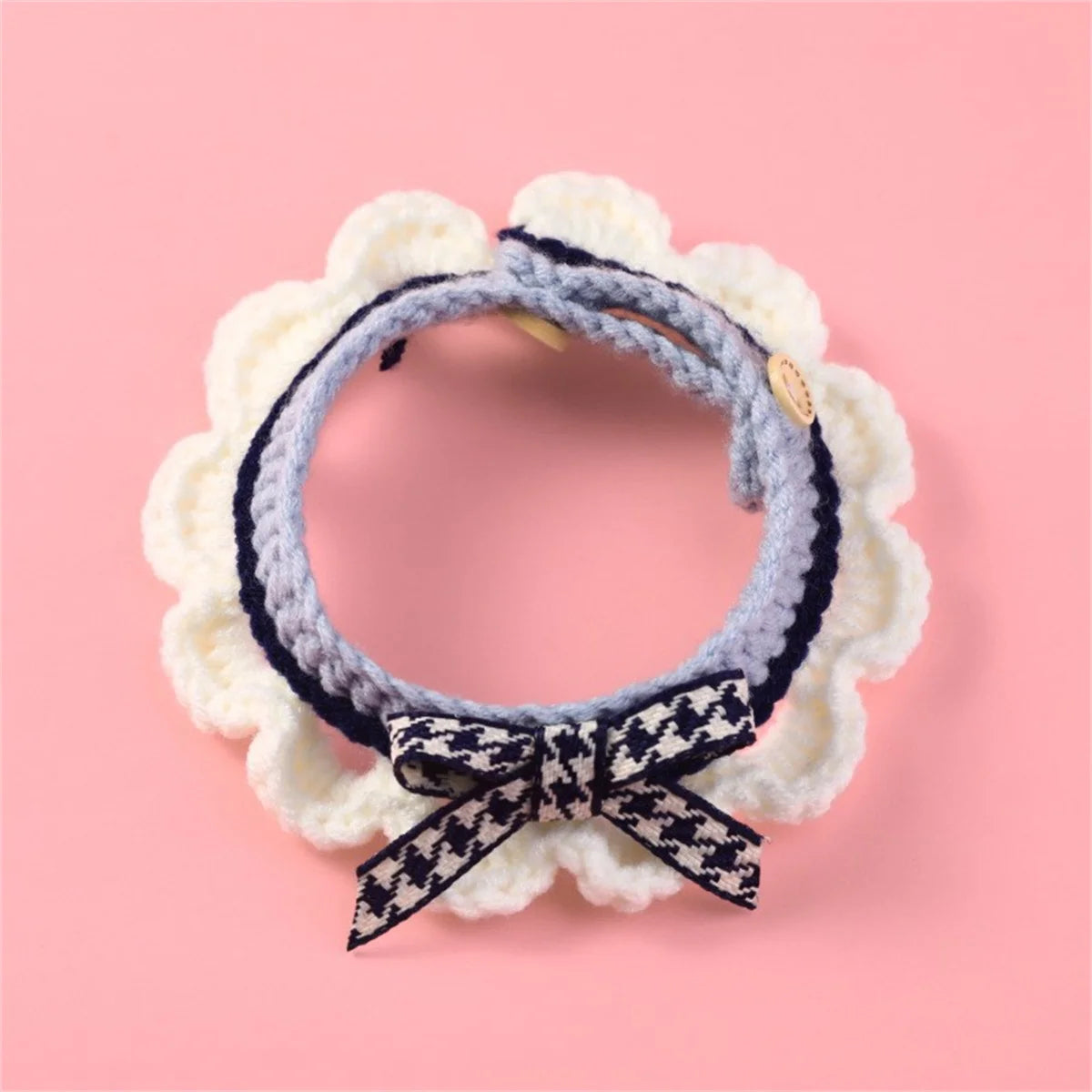 Adjustable Bow Knot Hand Knitted Decorative Pet Collar