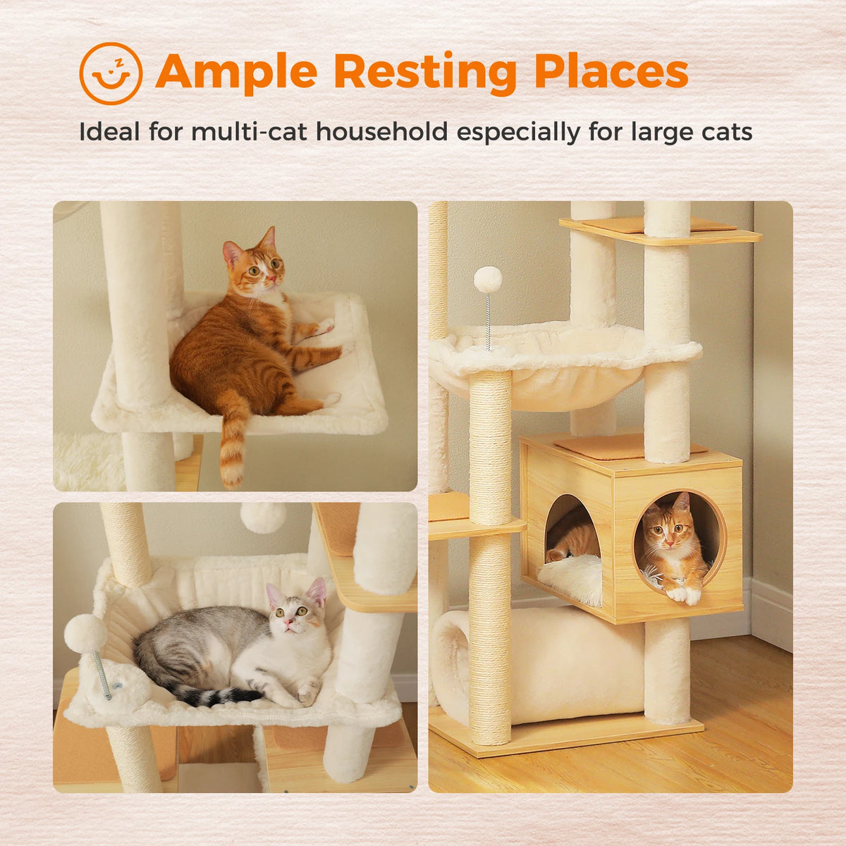PawZ Road Height Adjustable Cat Tower With Sisal Scratching Posts