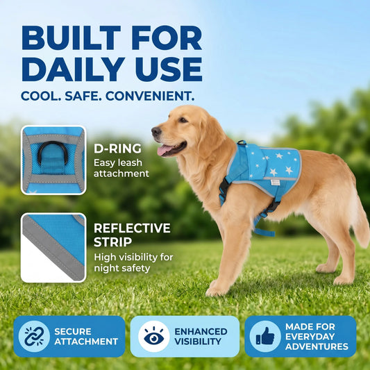 Dog Cooling Vest Harness With Freezable Packs For Outdoor Walking