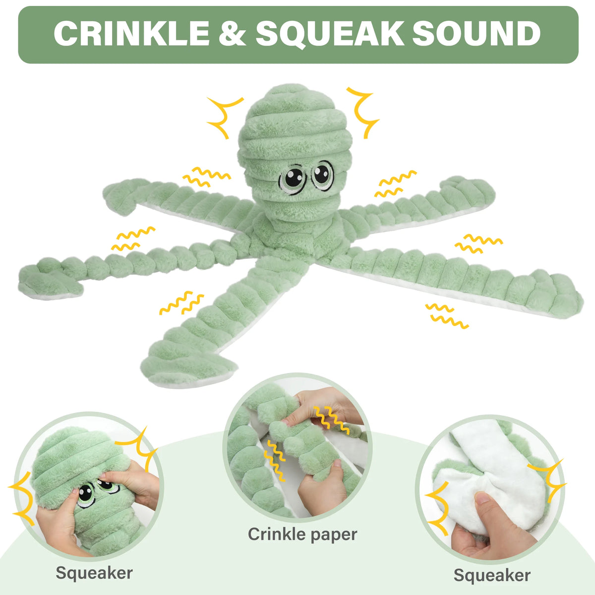 Octopus Plush Dog Toy With Squeaker For Chewing And Play