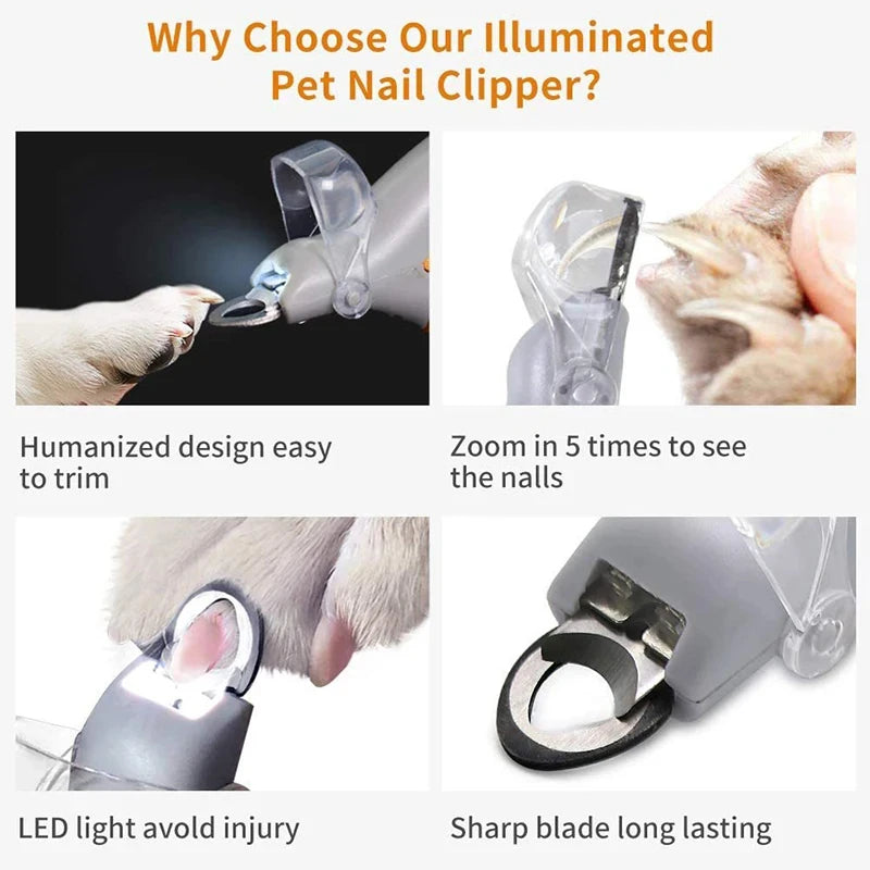 Pet Nail Clipper With LED Illumination For Dogs And Cats