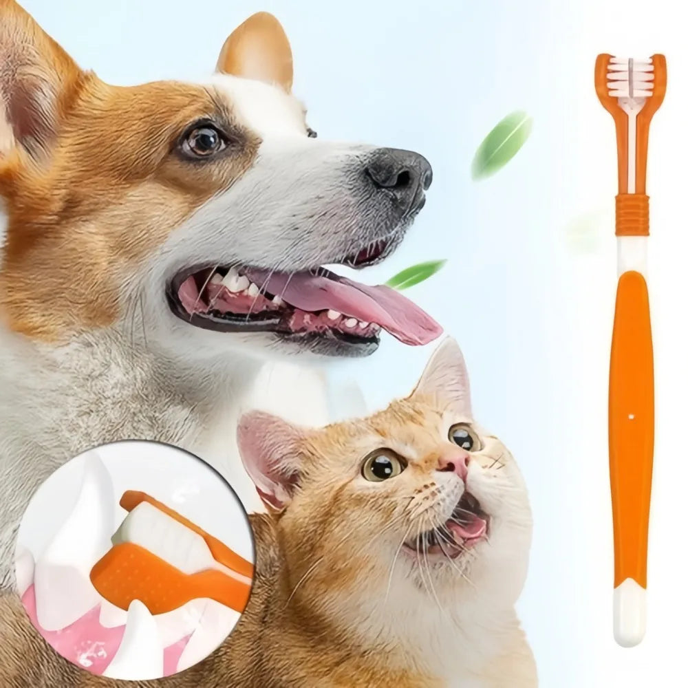 Three Sided Pet Toothbrush For Dogs And Cats Dental Cleaner
