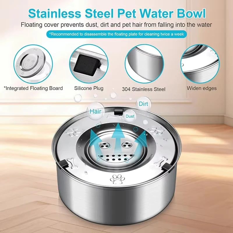 Stainless Steel No Spill Floating Dog Water Bowl