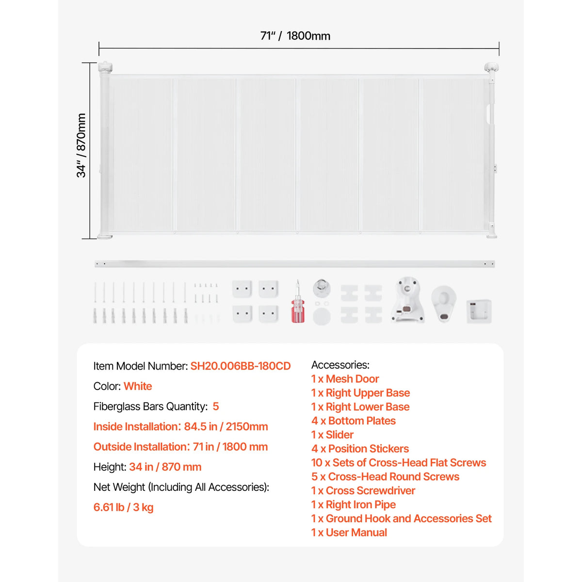 SucceBuy Retractable Baby Gate For Safe Indoor Home Protection