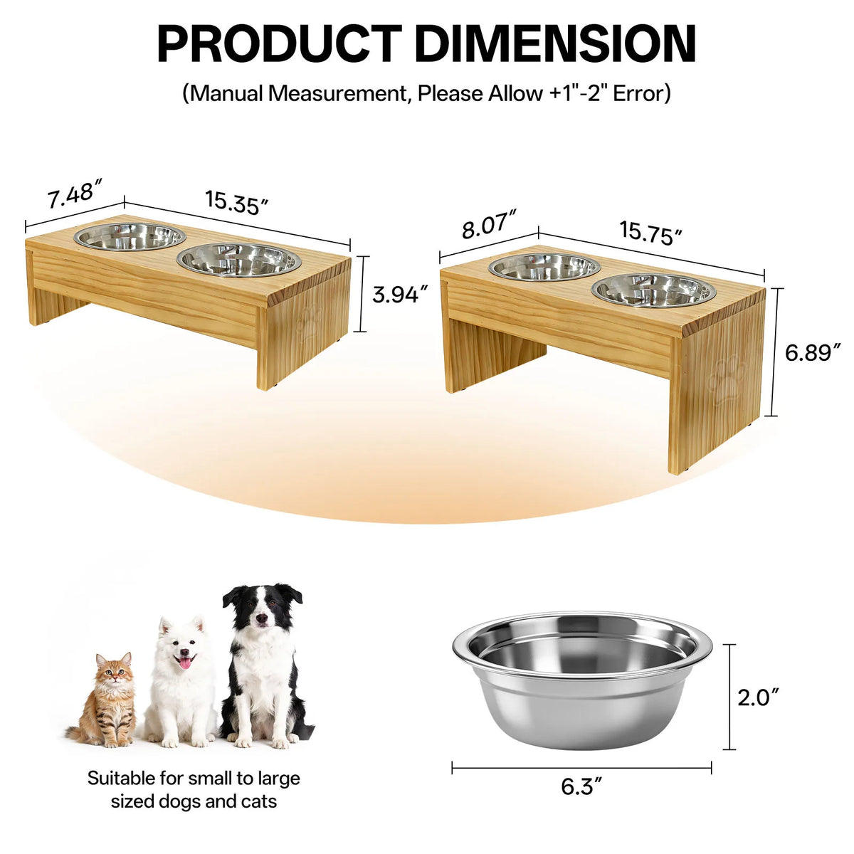 Wooden Elevated Dog Feeder With Dual Stainless Steel Bowls