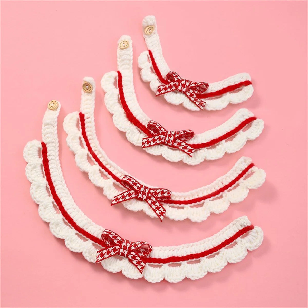 Adjustable Bow Knot Hand Knitted Decorative Pet Collar
