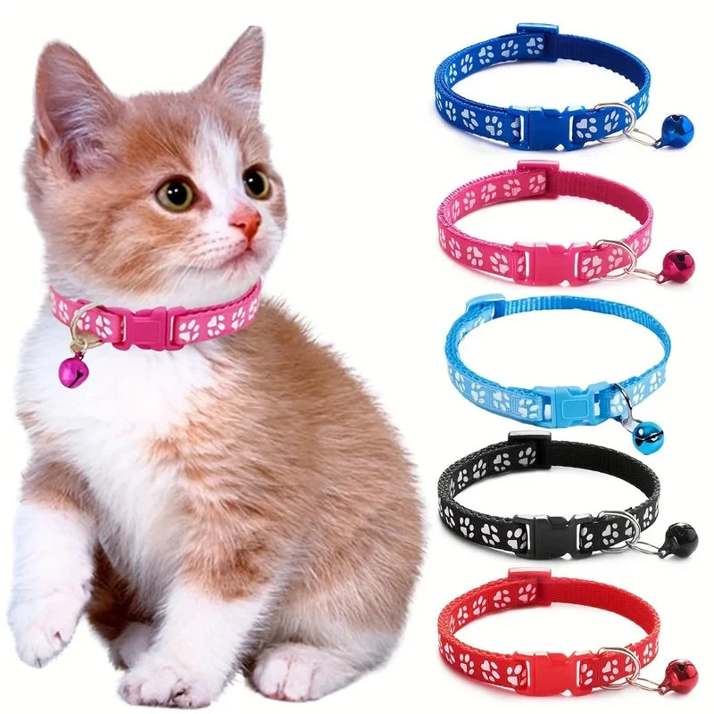 Adjustable Cat Collar With Bells And Ribbon For Cats