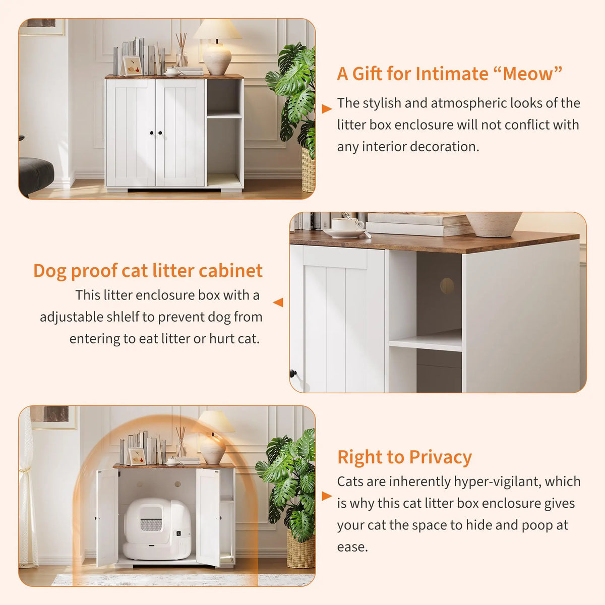HiMiss Cat Litter Enclosure With Integrated Power Outlet Shelf