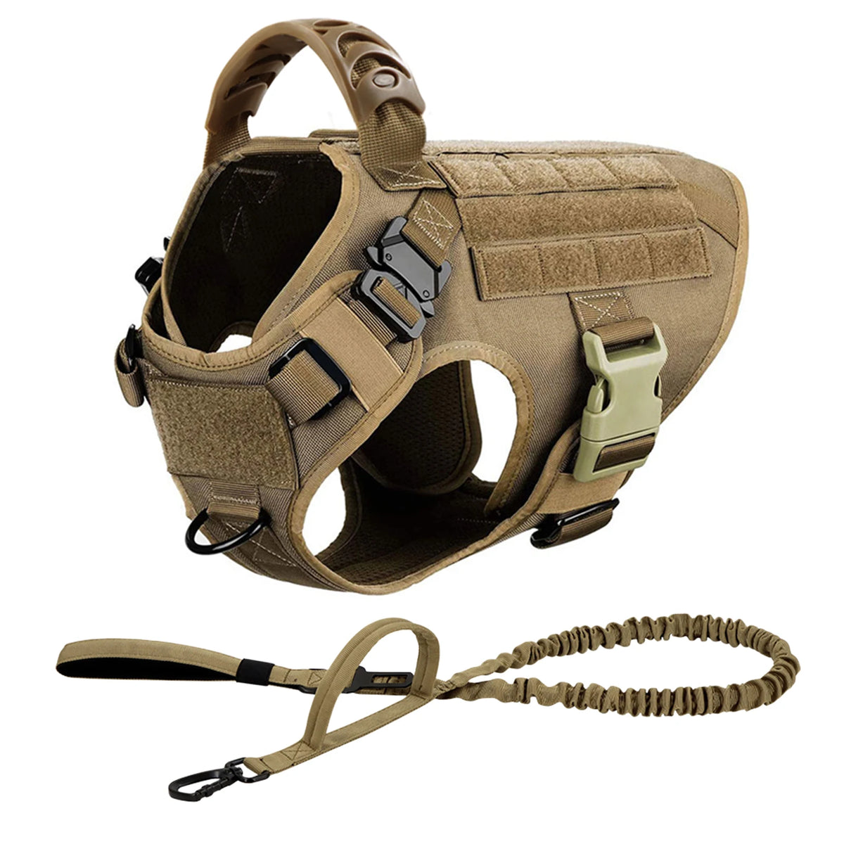 Petravel Padded Military Dog Harness Leash Set With Handle