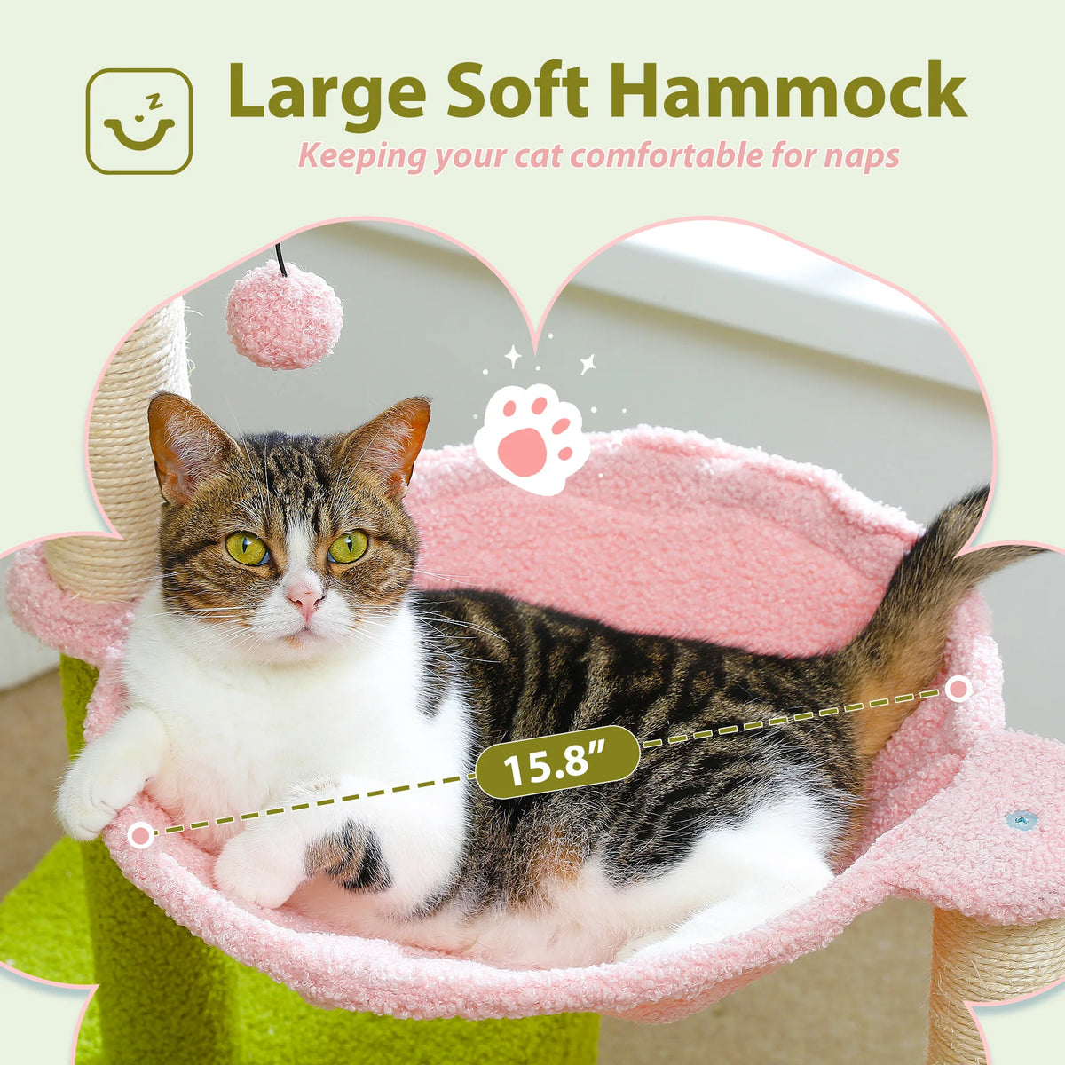 Petepela Flower Cat Tower With Metal Frame Hammock And Sisal Posts
