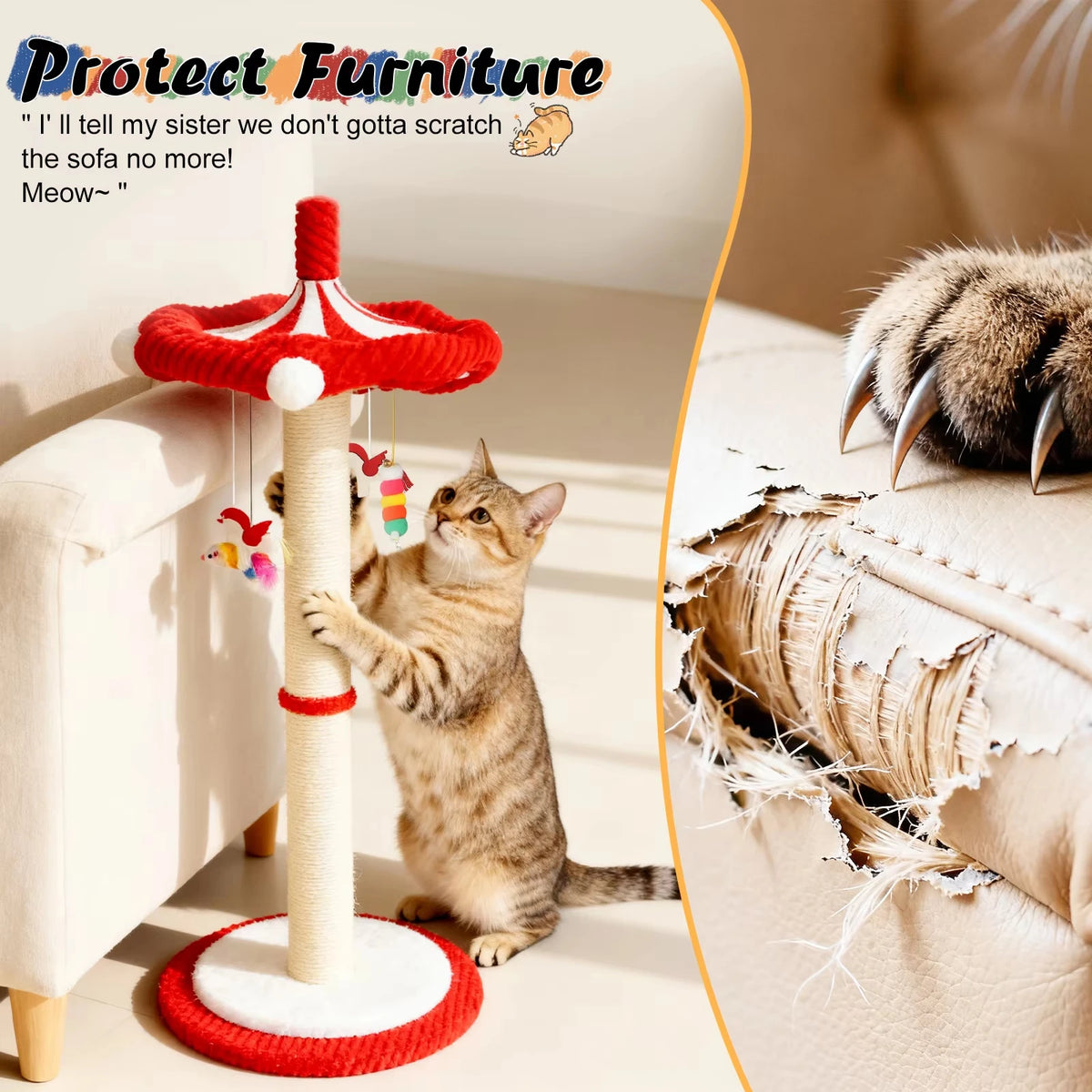 CWV Carousel Cat Tree With Rotating Toy And Scratching Post