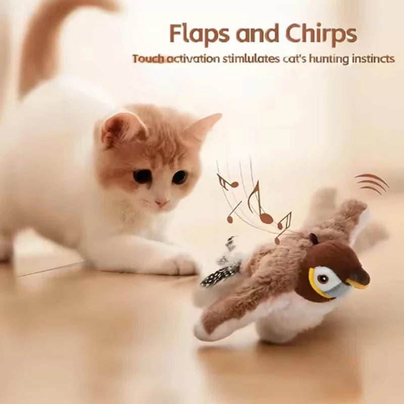 Rechargeable Interactive Bird Toy For Cats And Dogs Chirping Plush Toy