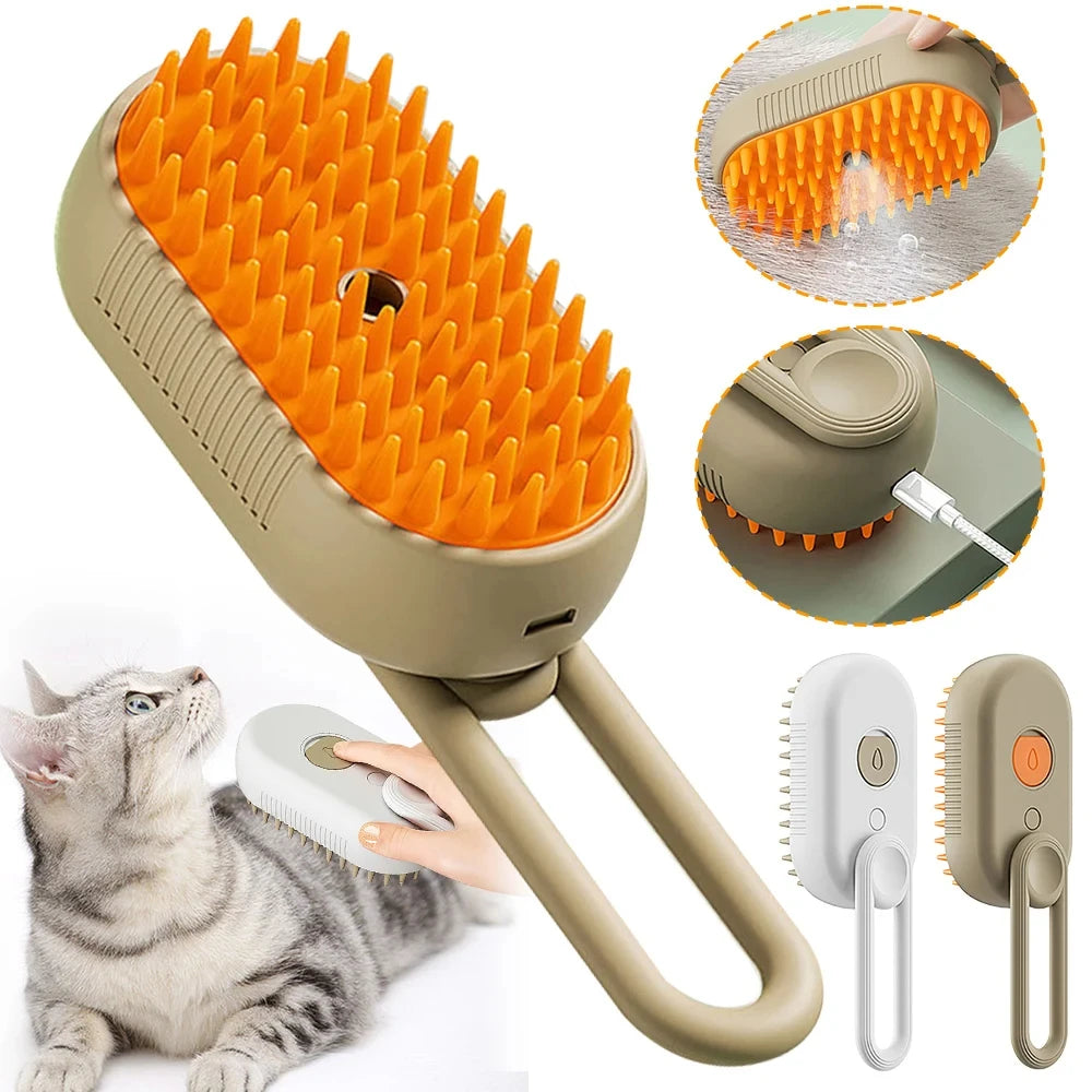 Electric Steam Grooming Brush Hair Remover For Cats And Dogs