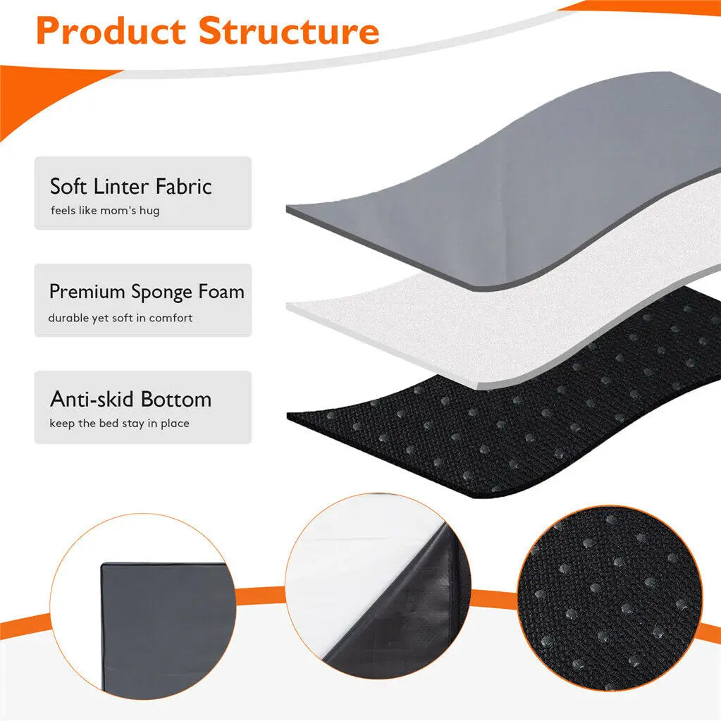 Orthopedic Memory Foam Dog Bed With Washable Waterproof Cover